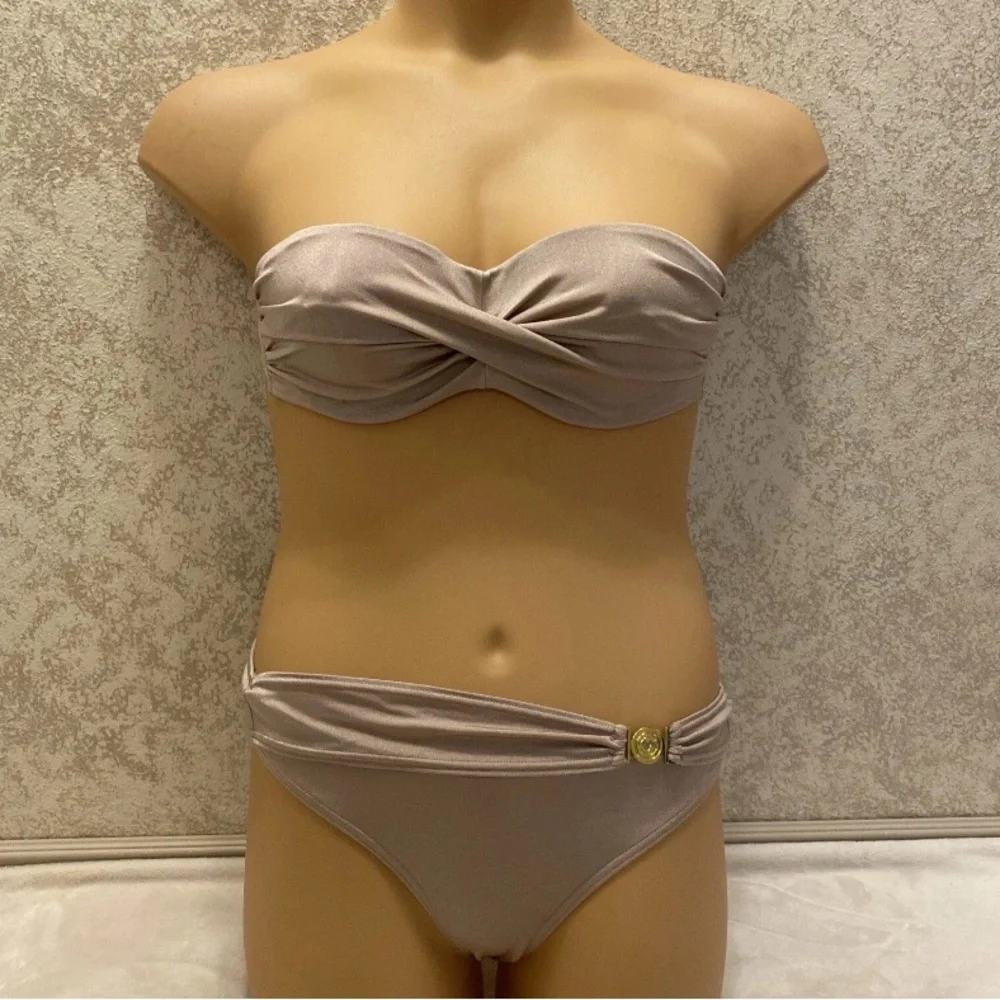 Victoria's Secret Beige Shimmer Twist Bandeau Bikini - Picture 1 of 16